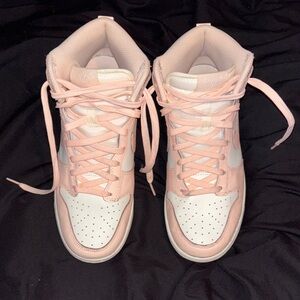 Women's Pink and White High-Top Sneakers